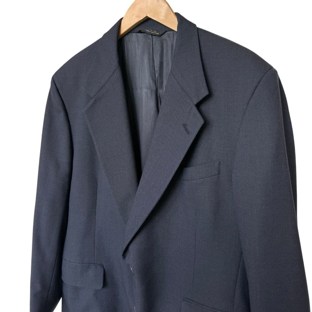 Tom James Men's Navy Sport Coat Size 48R Two-Button Notch Lapel Business Formal